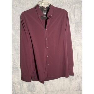 Fried Denim NYC Mens XL Slim Fit Long Sleeve Button Down Shirt Burgundy Maroon